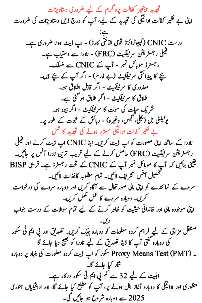 Benazir Kafaalat Payment Rejection Renewal Process