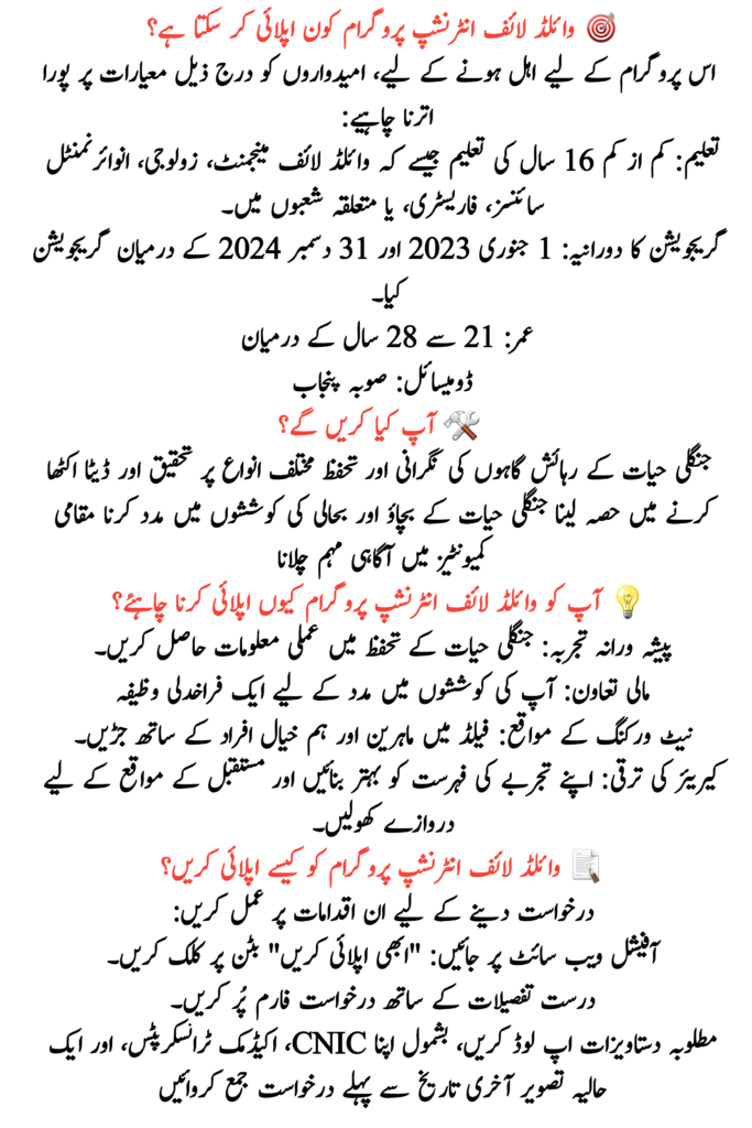 CM Punjab Wildlife Internship Program