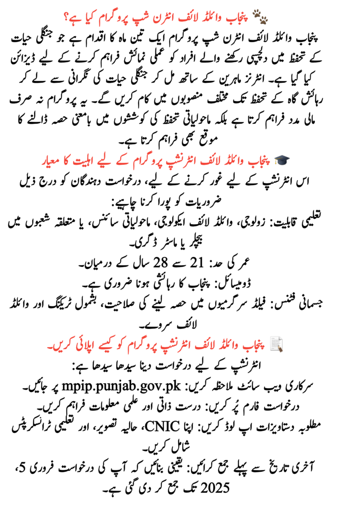 Punjab Wildlife Internship Program 2025