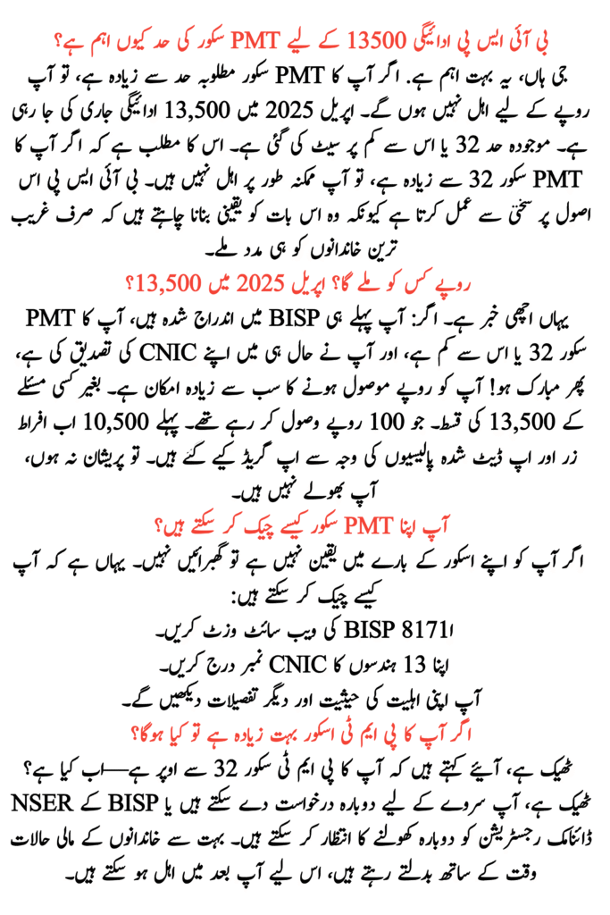 PMT Score Limit Is Important For BISP Payment