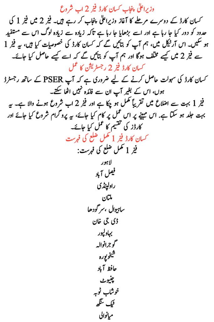 CM Punjab Kisan Card Phase 2 Start