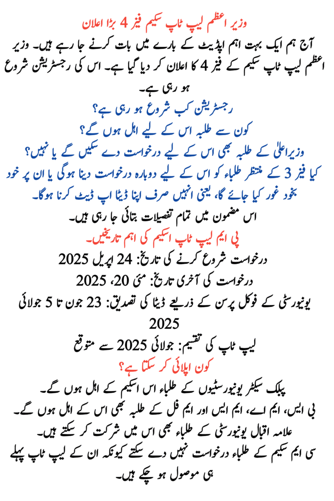 Prime Minister Laptop Scheme Phase 4