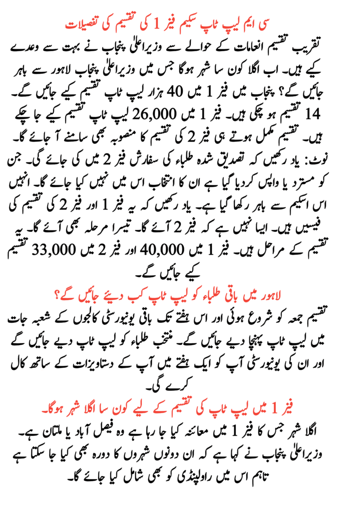 New Update CM Laptop Scheme Distribution of Phase 1
