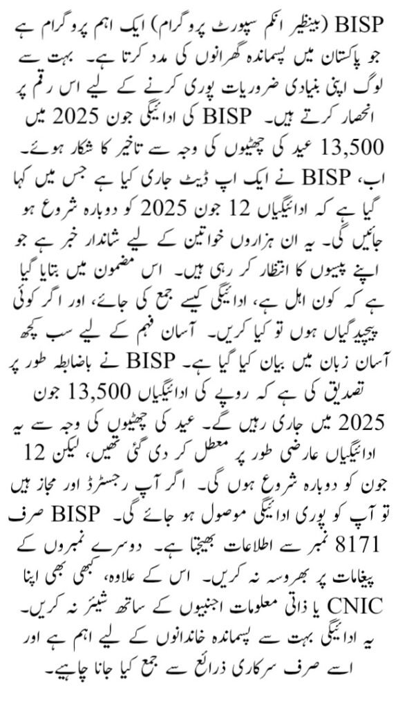 BISP 13500 Payment